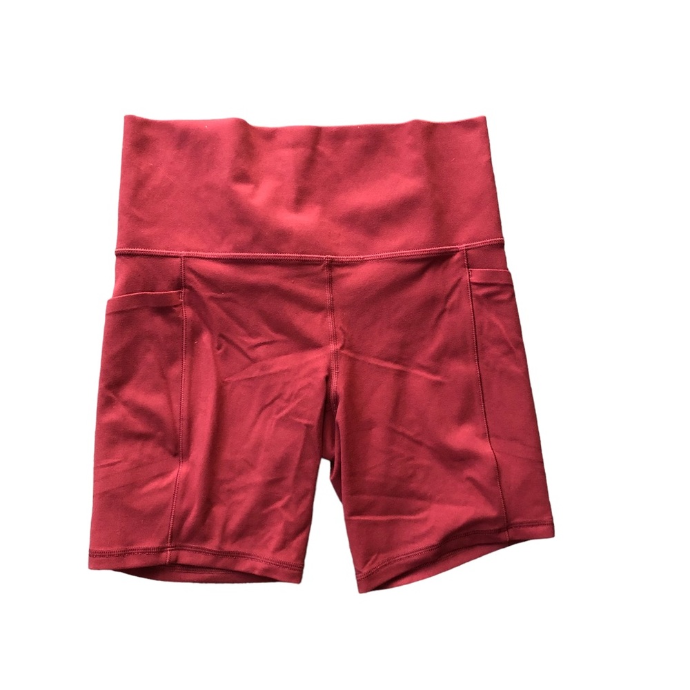Athleta Salutation Stash Pocket II 7" Biker Shorts Orange Womens Small